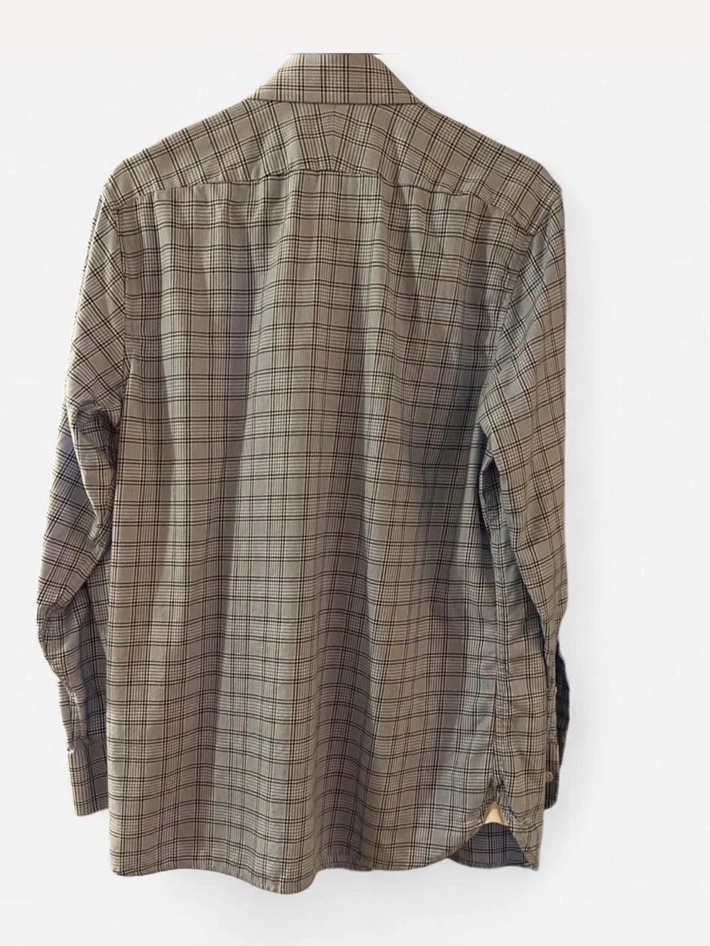 Banana Republic Men's Gray and White Checked Dress Shirt